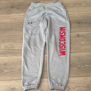 Unisex Under Armour Gray and Red Joggers with Wisconsin Print
